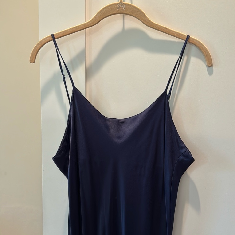 Zara Navy Satin Dress with Slit